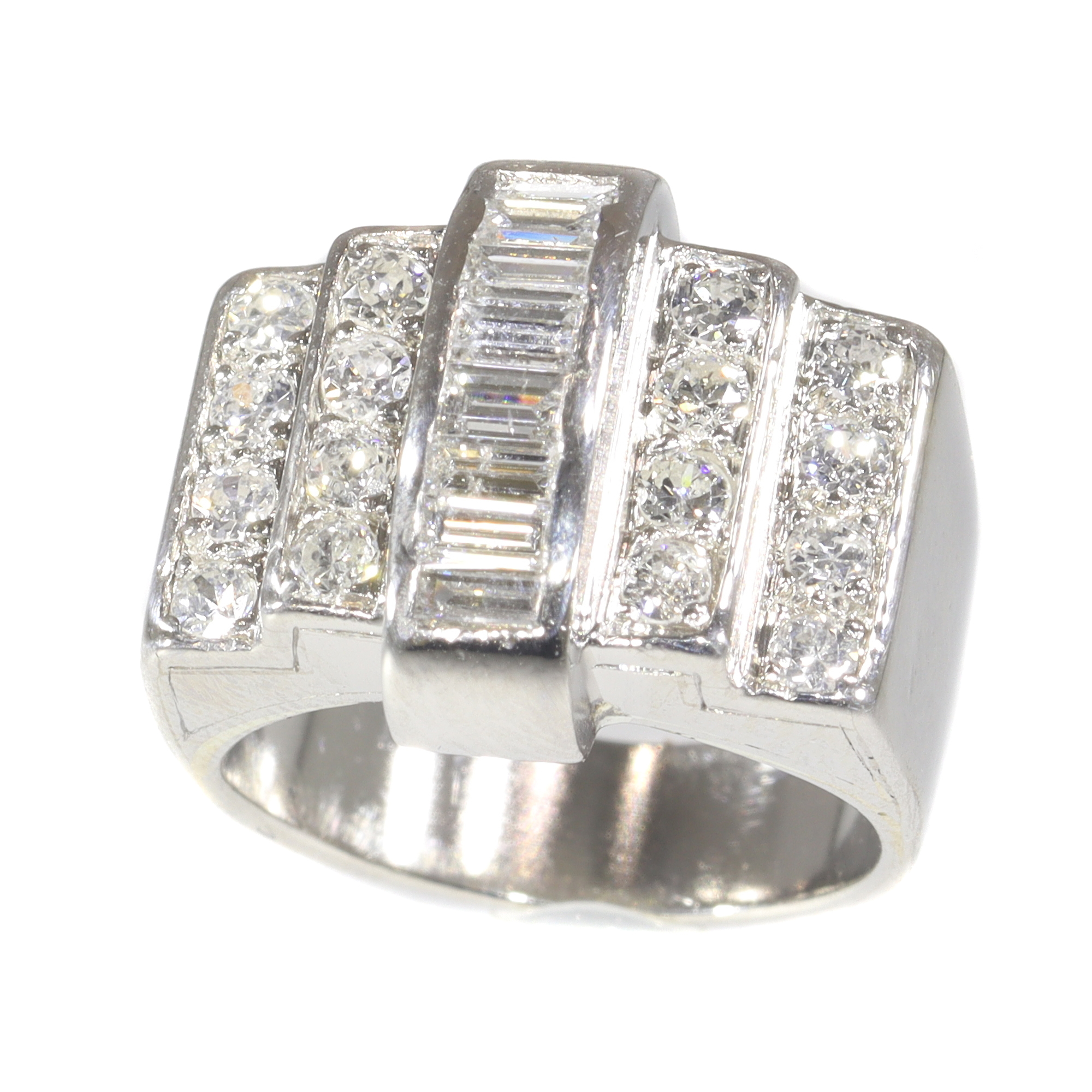 Platinum Poise: A Vintage French Art Deco Diamond Ring